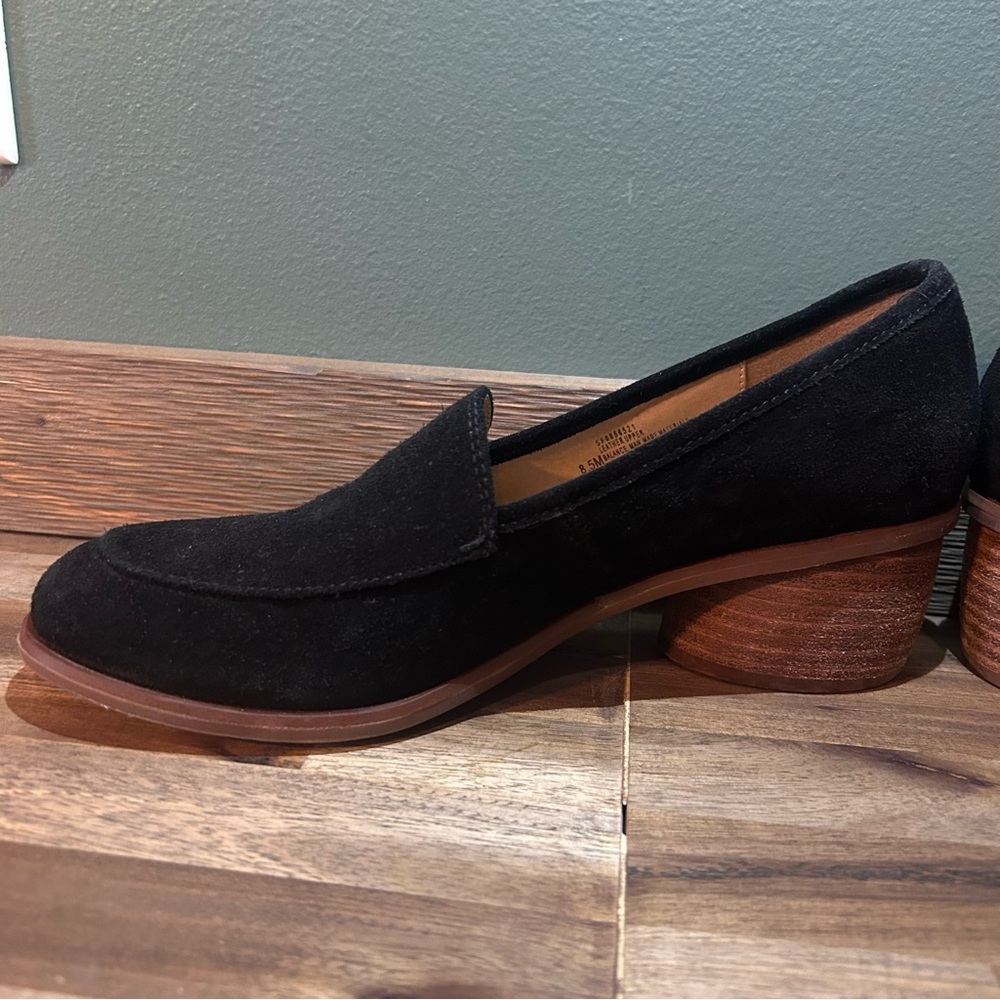 Sofft Black Suede Slip-On Loafers Block Heel Comfort Shoes Women’s 8.5 - Picture 6 of 10